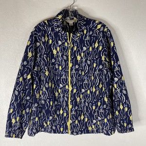 Blast Sport Size Large Fish Print Full Zip Windbreaker